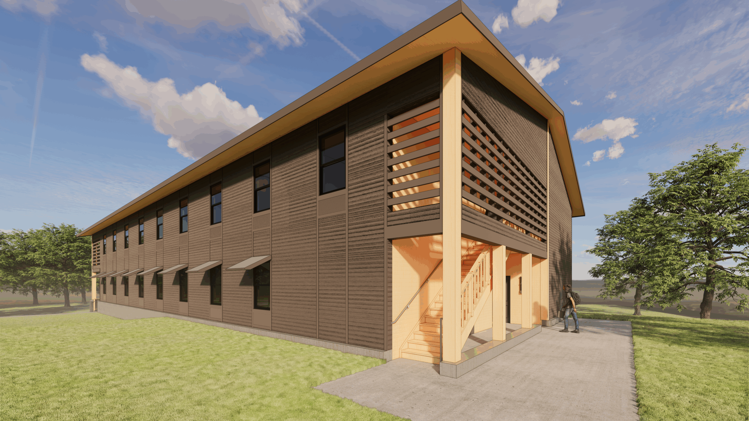 rendering of rear entry of dorm