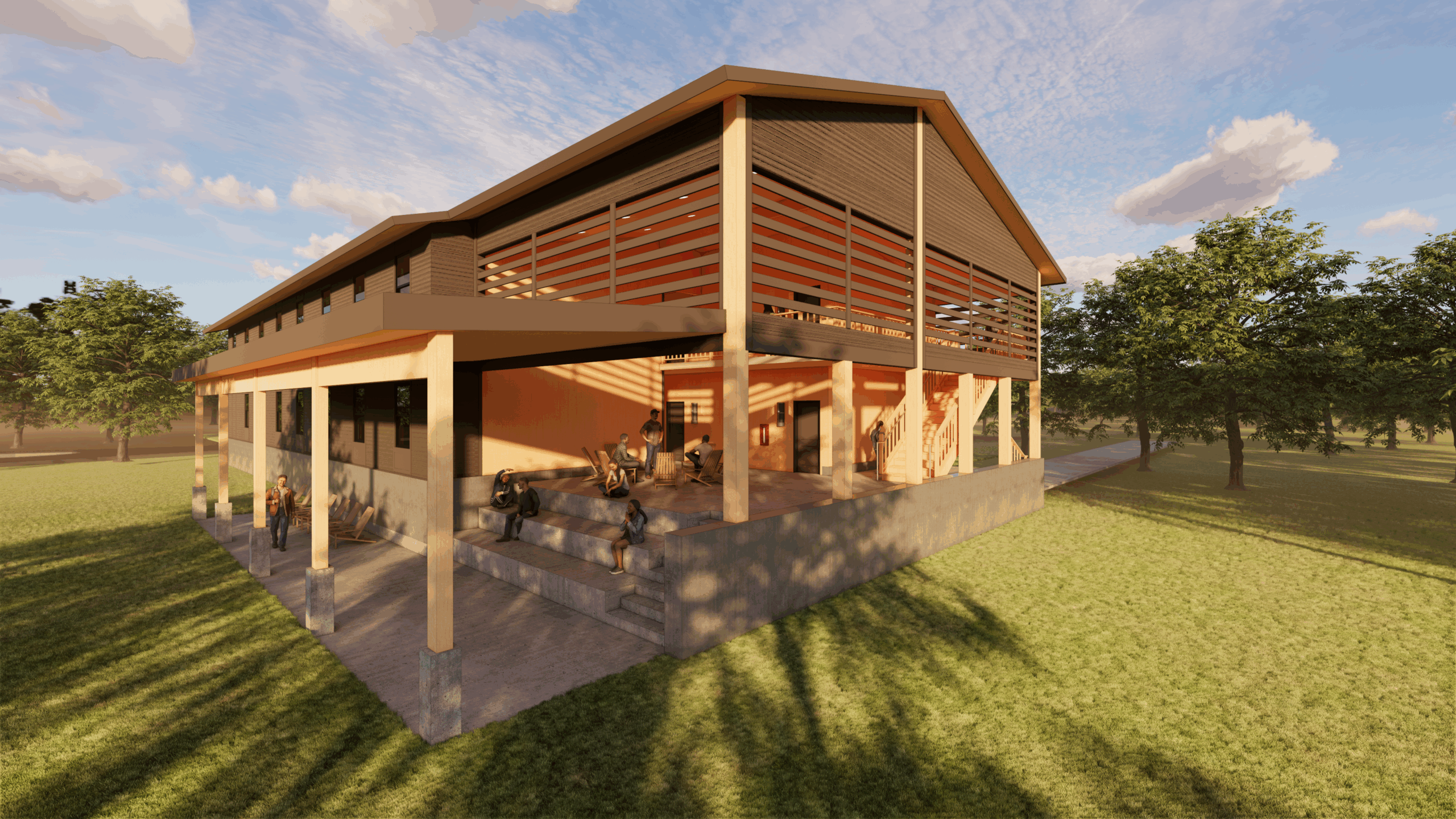 rendering of dorm porch